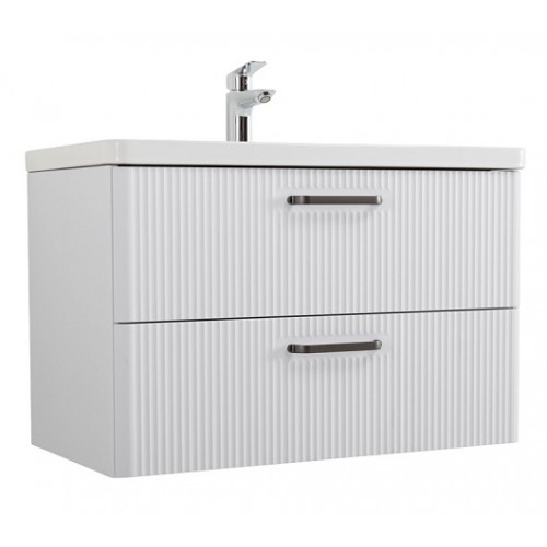 BelBagno Тумба с раковиной Due 80 подвесная Bianco Lucido ручки Матовый тёмный никель