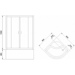 Royal Bath Душевой уголок RB 90BK-T-BL 90х90х200
