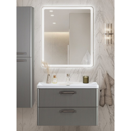 BelBagno Тумба с раковиной Due 80 подвесная Сатин ручки Сатиновый никель