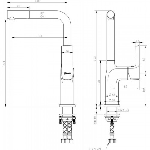 Смеситель для кухни Lemark Ursus LM7205BL черный