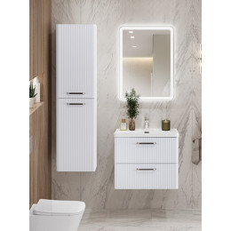 BelBagno Тумба с раковиной Due 60 подвесная Белый металлик ручки Матовый атласный никель