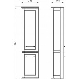 ASB-Woodline Шкаф пенал Венеция 40 R подвесной белый патина серебро