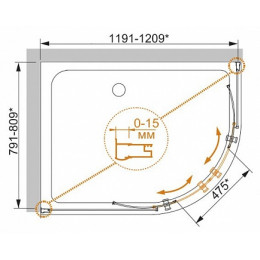 Cezares Душевой уголок PRATICO-RH-2-120/80-P-Cr