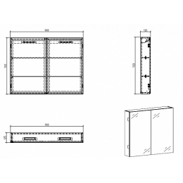BelBagno Зеркало-шкаф SPC-2A-DL-BL-900