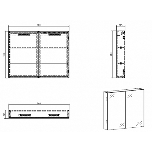BelBagno Зеркало-шкаф SPC-2A-DL-BL-900