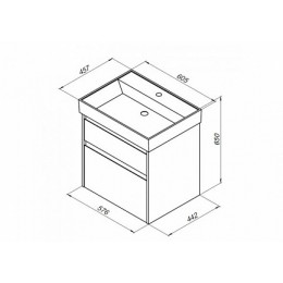 Aquanet Тумба с раковиной Nova Lite 60 2 ящика, белая