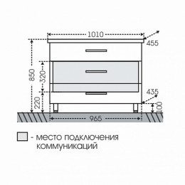 СанТа Тумба с раковиной Виктория 100 NEW напольная