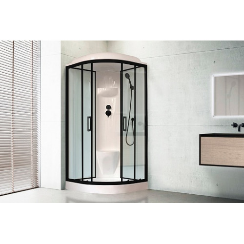Royal Bath Душевая кабина HK RB 100HK6-WT-BL 100x100 стекло прозрачное профиль черный матовый