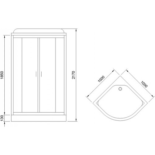 Royal Bath Душевая кабина HK RB 100HK6-WT-BL 100x100 стекло прозрачное профиль черный матовый