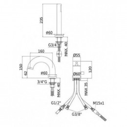 Смеситель на борт ванны Paffoni Light LIG047NKNSP 266776 черный никель