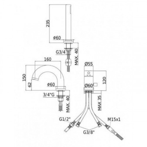 Смеситель на борт ванны Paffoni Light LIG047NKNSP 266776 черный никель