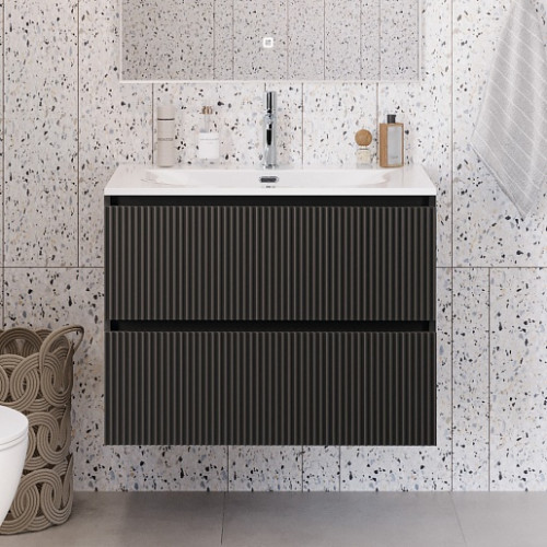 BelBagno Тумба с раковиной Uno mini 90 подвесная Темно-Серый матовый с раковиной BB-8099-3-90