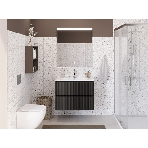 BelBagno Тумба с раковиной Uno mini 90 подвесная Темно-Серый матовый с раковиной BB-8099-3-90