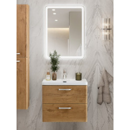 BelBagno Тумба с раковиной Due 60 подвесная Rovere Nature ручки Хром полированный