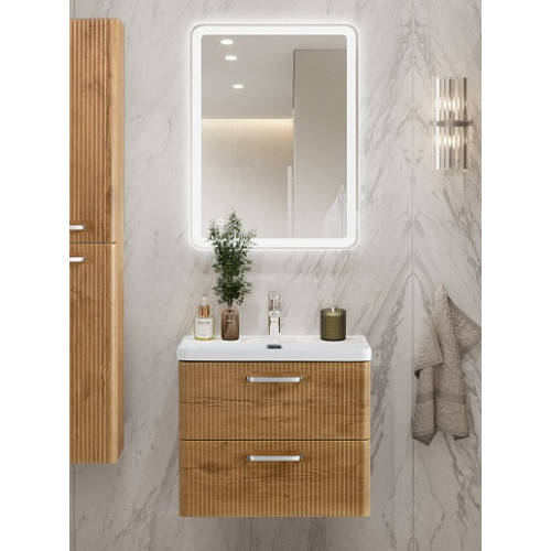 BelBagno Тумба с раковиной Due 60 подвесная Rovere Nature ручки Хром полированный
