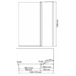 WasserKRAFT Шторка на ванну Berkel 48P02-110R Matt glass Fixed