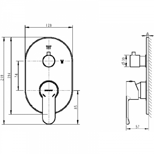 Смеситель для ванны с душем Bravat New Moon P69191C-2-RUS