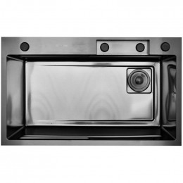 Мойка для кухни Gerhans K37545BD 75x45 со смесителем и комплектом аксессуаров графит