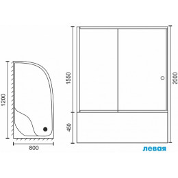Royal Bath Душевой уголок RB 8120BK-C-BL 120х80х200 L