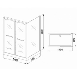 Royal Bath Душевой уголок RB-L-2011 1400x800x2000 L