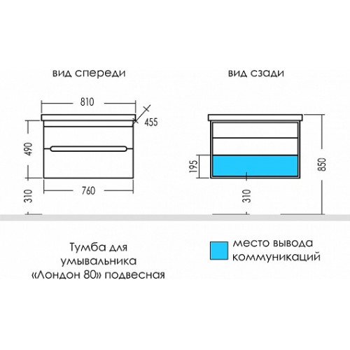 СанТа Мебель для ванной Лондон 80 подвесная 2 ящика белая
