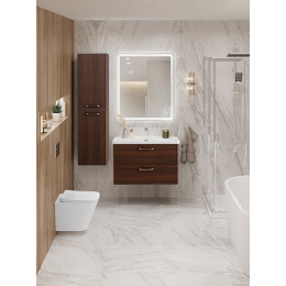BelBagno Тумба с раковиной Due 80 подвесная Noce ручки Матовый атласный никель