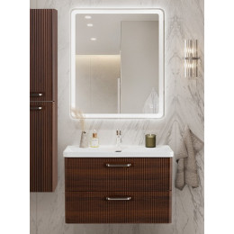 BelBagno Тумба с раковиной Due 80 подвесная Noce ручки Матовый атласный никель