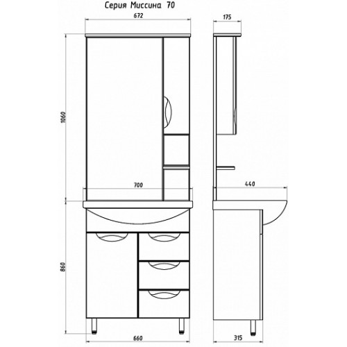 ASB-Mebel Мебель для ванной Мессина 70