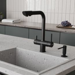 Смеситель для кухни WasserKRAFT A8367 с подключением к фильтру черный