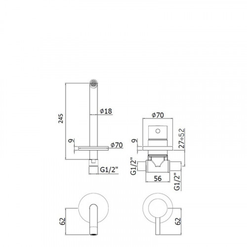 Смеситель для раковины Paffoni Light LIG007HGSP70 золото медовое брашированное