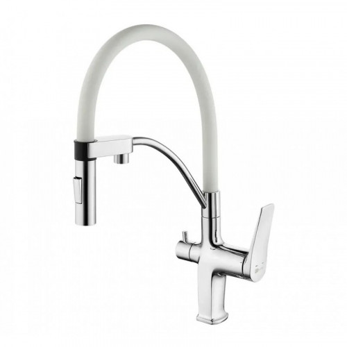 Смеситель для кухни Lemark Comfort LM3074C-White с подключением к фильтру хром/белый