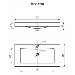Misty Тумба с раковиной Джулия QVATRO 90 прямая белая