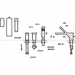 Смеситель на борт ванны Bravat Phillis F556101C-2-ENG