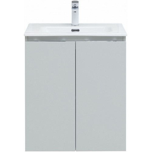 Aquanet Тумба с раковиной Алвита New 60 2 дверцы подвесная серая матовая