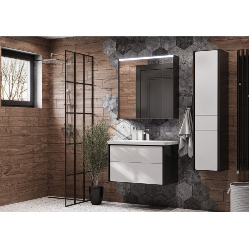 Зеркальный шкаф Roca Ronda 80см, ZRU9302970 белый глянец/антрацит, с подсветкой