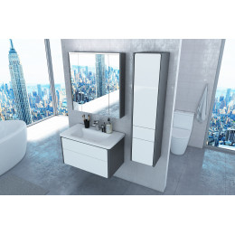 Зеркальный шкаф Roca Ronda 80см, ZRU9302970 белый глянец/антрацит, с подсветкой