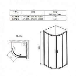 Ravak  Душевой уголок BLCP4-90 Transparent 3B270100Z1