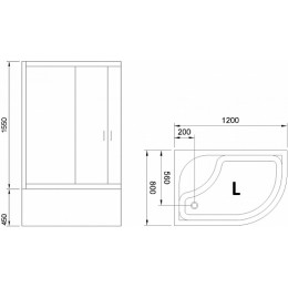 Royal Bath Душевой уголок RB 8120BK-С 1200x800x2000 L