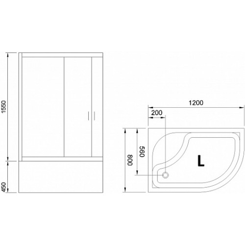 Royal Bath Душевой уголок RB 8120BK-С 1200x800x2000 L