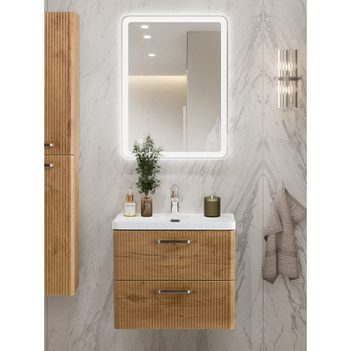BelBagno Тумба с раковиной Due 50 подвесная Rovere Nature ручки Матовый атласный никель