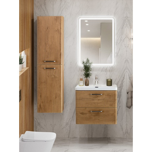 BelBagno Тумба с раковиной Due 50 подвесная Rovere Nature ручки Матовый атласный никель
