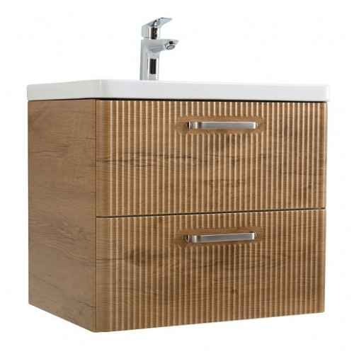 BelBagno Тумба с раковиной Due 50 подвесная Rovere Nature ручки Матовый атласный никель