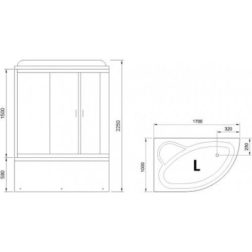 Royal Bath Душевая кабина ALP RB 170ALP-T-L 170x100 L с г/м стекло прозрачное профиль белый
