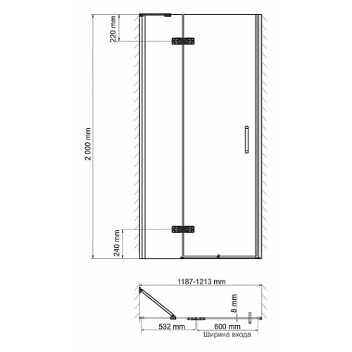 WasserKRAFT Душевая дверь Aller 10H05LBLACK MATT