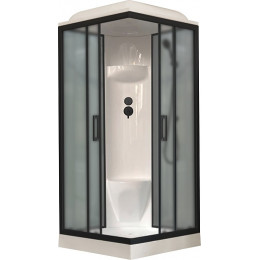 Royal Bath Душевая кабина HP RB 90HP6-GC-BL 90x90 стекло матовое профиль черный матовый