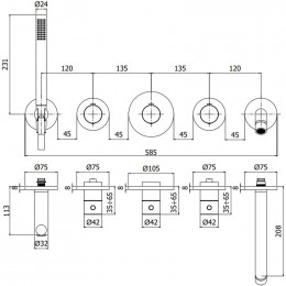 Смеситель с термостатом Paffoni Modular Box MDE001HG 285942 золото