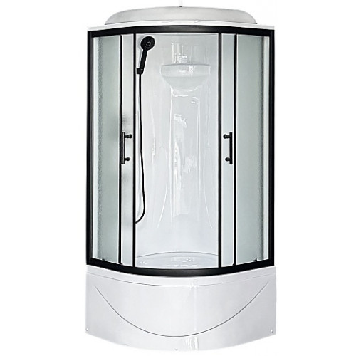 Royal Bath Душевая кабина Practic RB 90BK1-M-BL 90x90 стекло рифленое профиль черный матовый