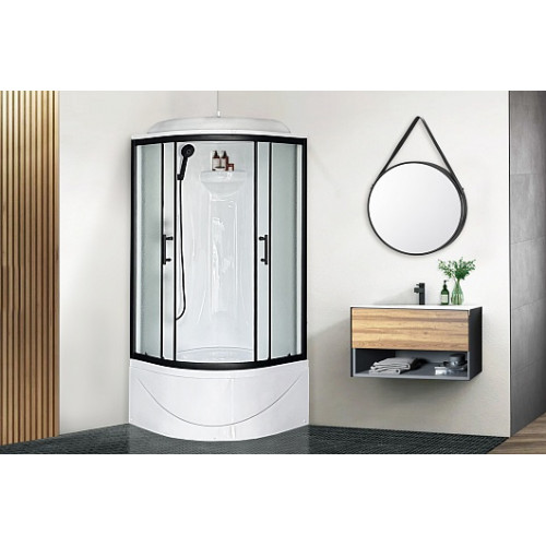 Royal Bath Душевая кабина Practic RB 90BK1-M-BL 90x90 стекло рифленое профиль черный матовый