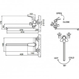 Смеситель для ванны Bravat Eler F6191238BM-01L-RUS черный