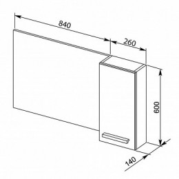 Зеркальный шкаф Aquanet Данте 110 R 00212374, белый